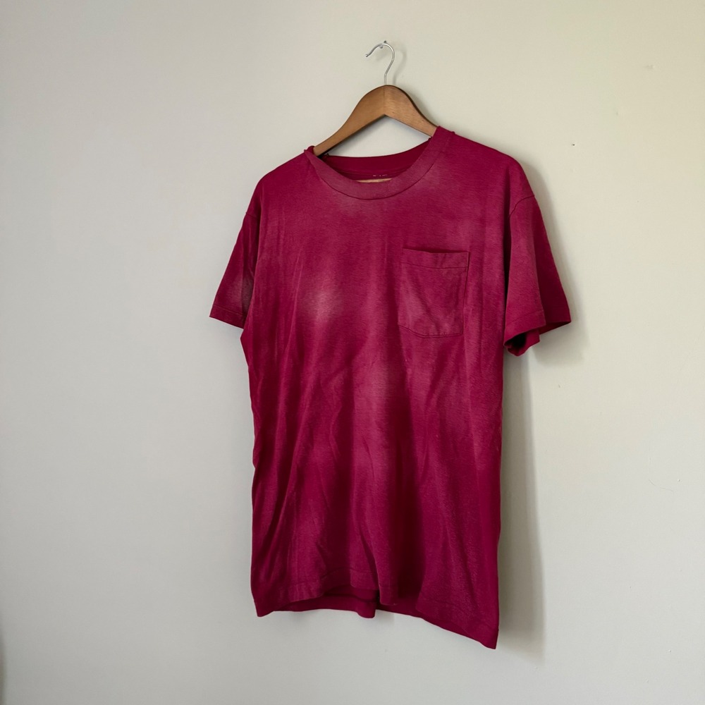 Vintage 90's  Sun Faded Single Stitch Selvedge Pocket T-Shirt Large